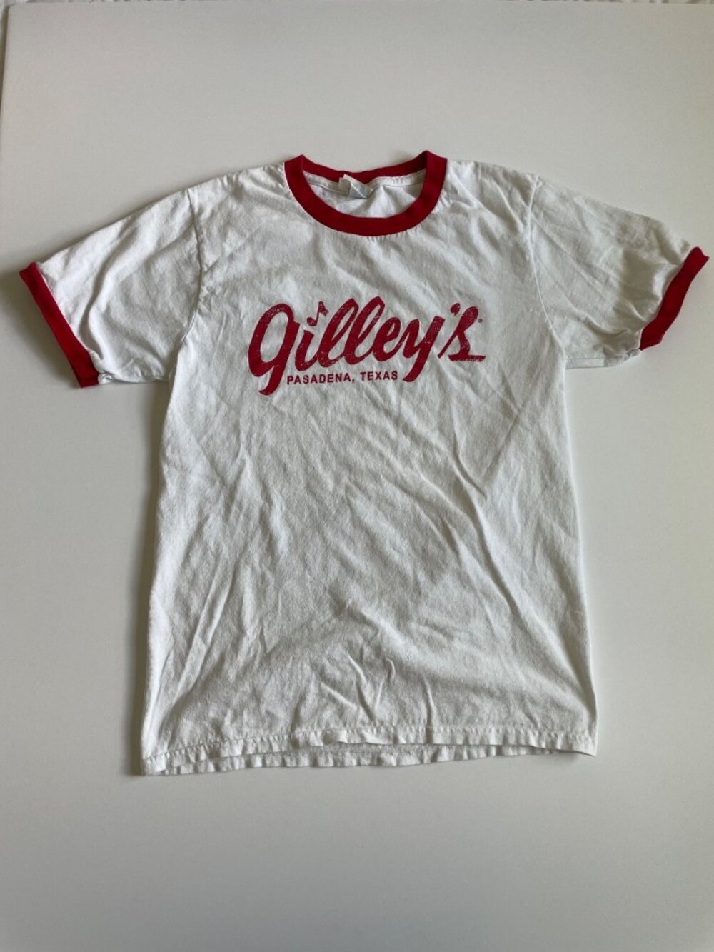 Gilley’s Texas Classic Ringer Tee Unisex Red & White Graphic T-Shirt Size Small